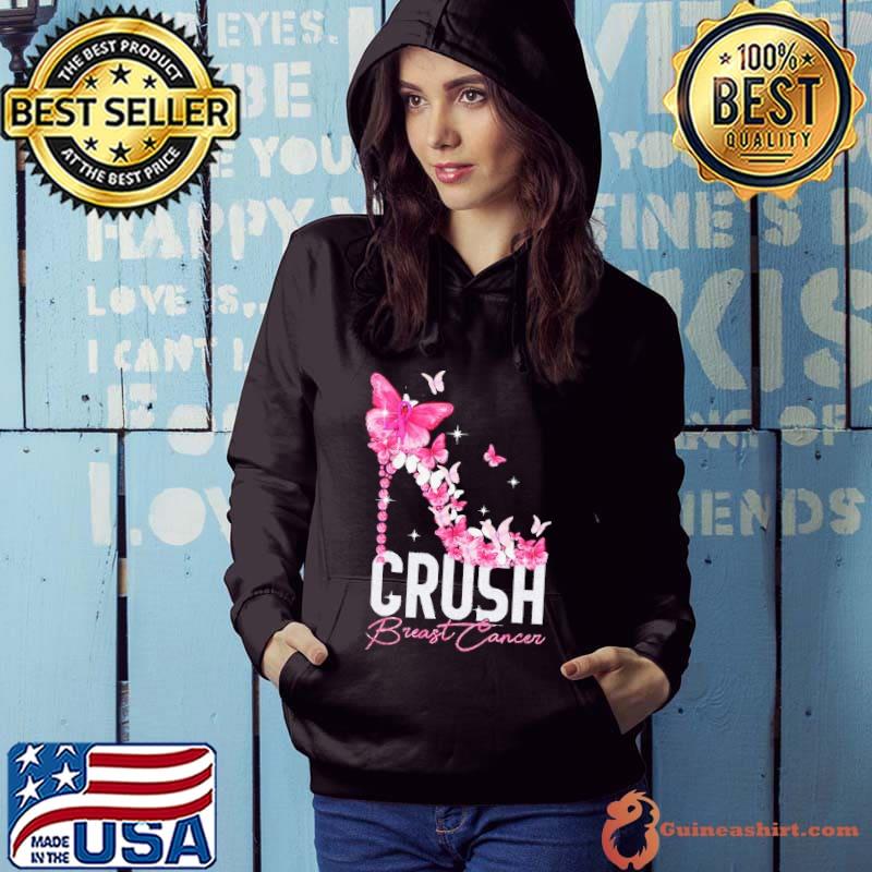Crush Breast Cancer Awareness High Heel Butterflies s Hoodie
