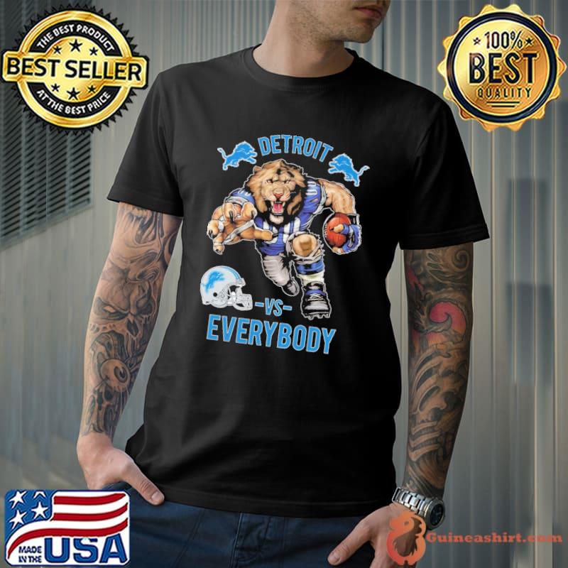 Detroit vs everybody lion symbol football helmet shirt