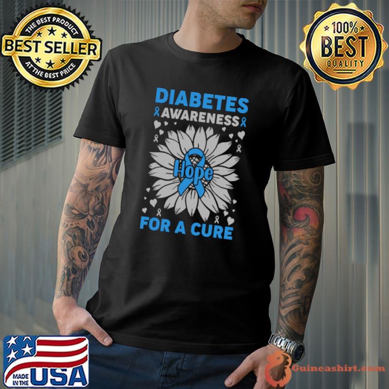 Diabetes Awareness Hope for a Cure sunflower ribbon T-Shirt
