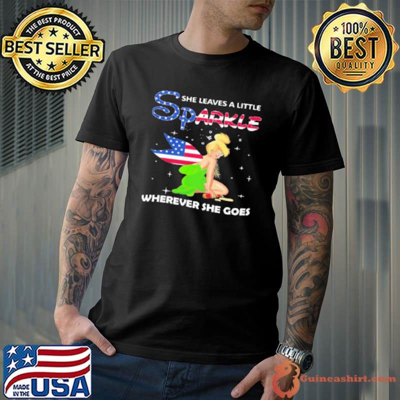 Disney Tinkerbell She Leaves A Little Sparkle Wherever She Goes American Flag Independence Day Shirt