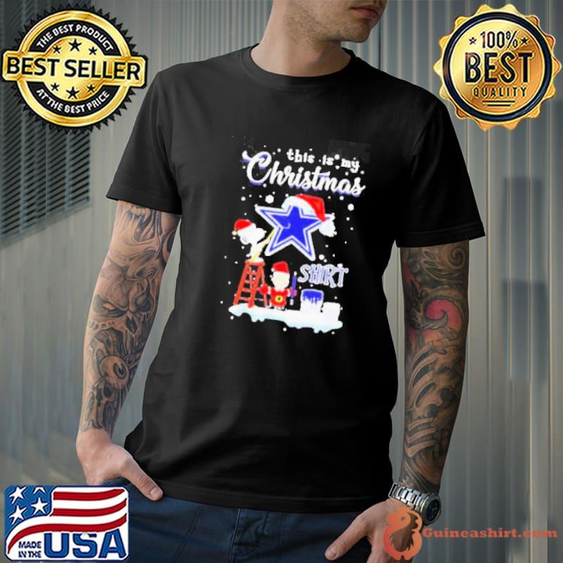 Funny Peanuts snoopy and charlie brown wall paint Dallas Cowboys this is my Christmas shirt