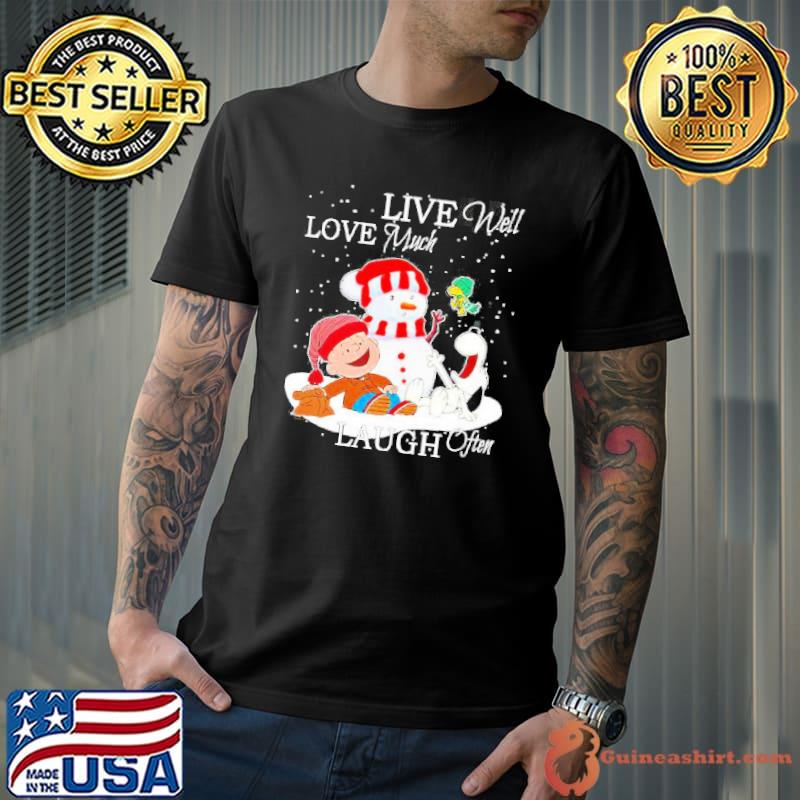 Funny Snoopy Charlie Brown Live Well Love Much Laugh Often Shirt