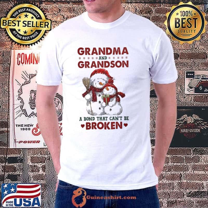 Grandma and grandson a bond that can't be broken snowman christmas shirt