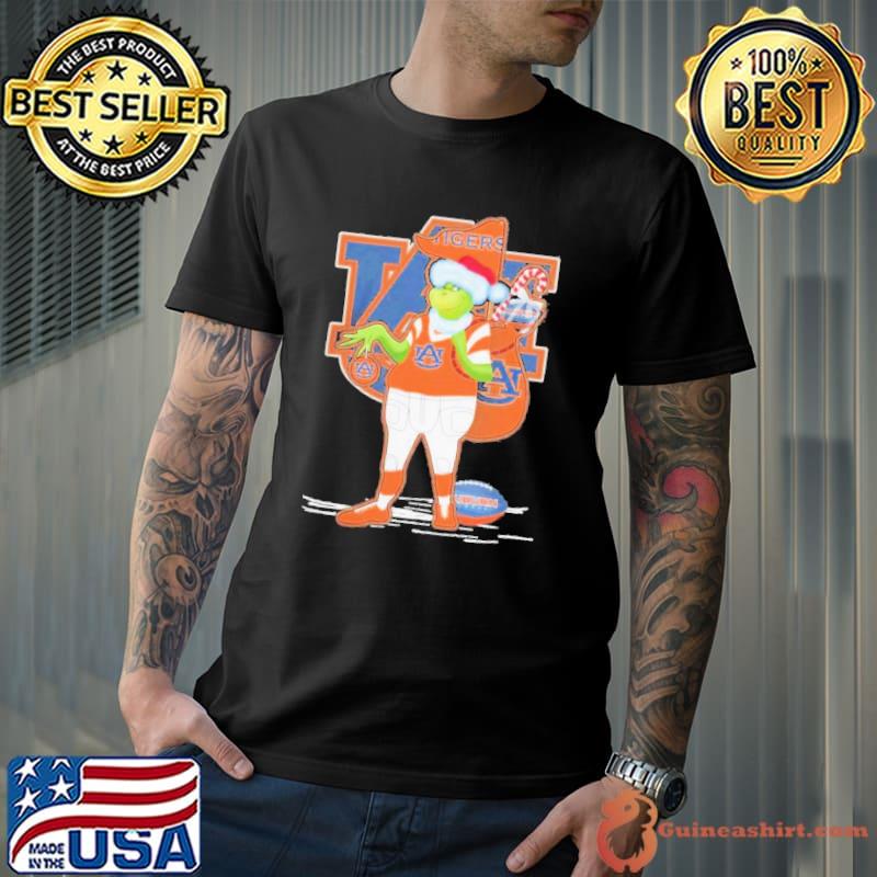 Grinch Hat Santa Auburn Tigers Gift Christmas 2023 Shirt