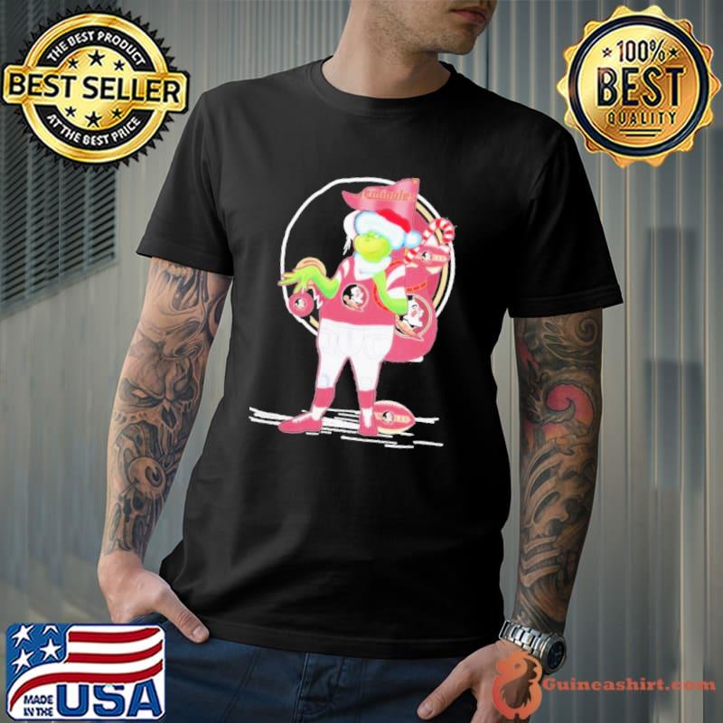 Grinch Hat Santa Florida State Seminoles Gift Christmas 2023 Shirt