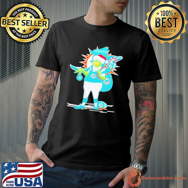 Grinch Hat Santa Miami Dolphins Gift Christmas 2023 Shirt
