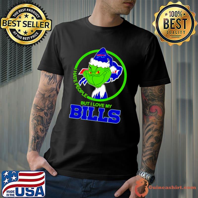 Grinch I hate people but I love my Buffalo Bills shirt