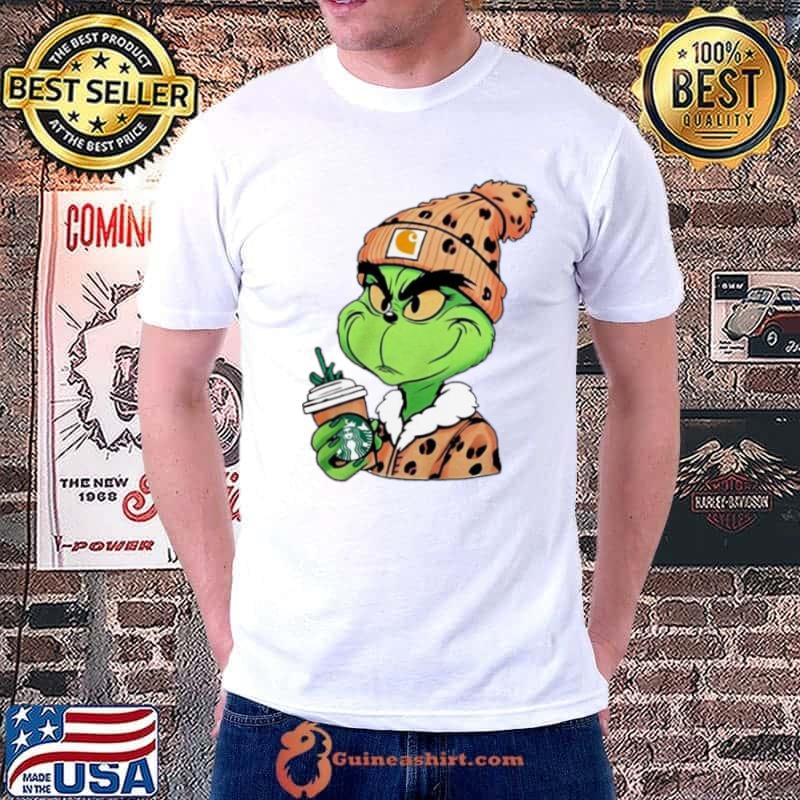 Grinch Leopard drink starbuck coffee shirt