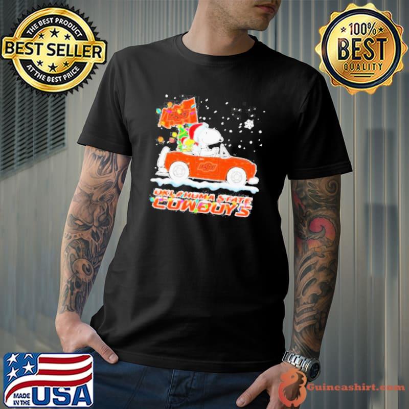 Happy Merry Christmas Snoopy drive a car Oklahoma State Cowboys 2023 shirt