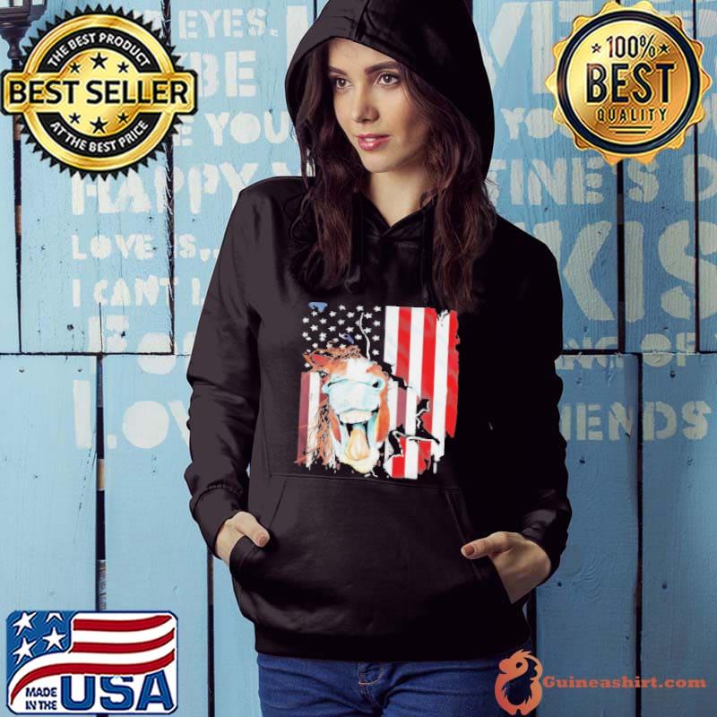 Horse American Flag Veteran Independence Day Shirt Hoodie