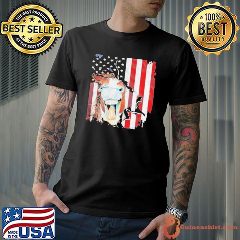Horse American Flag Veteran Independence Day Shirt