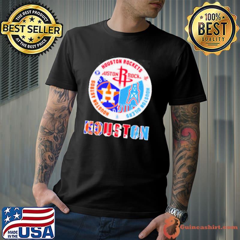 Houston Astros Rockets Oilers 3 teams sports circle logo 2023 shirt
