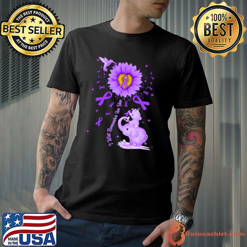 I Will Remember For You Elephants Flower Alzheimer's Awareness T-Shirt