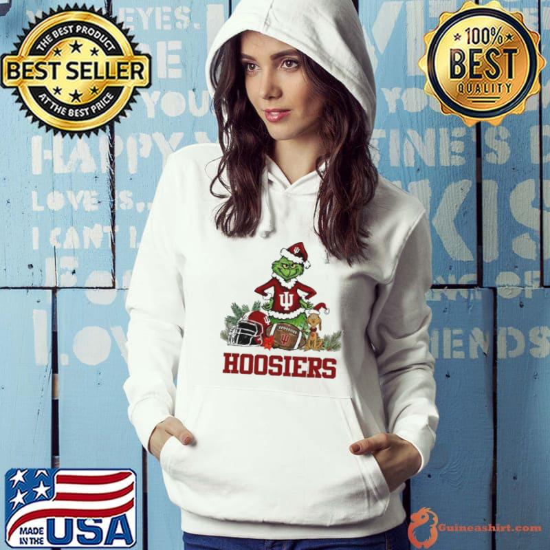 Indiana Hoosiers Santa Grinch And Dog Merry Christmas Shirt Hoodie