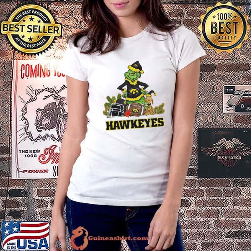 Iowa Hawkeyes Santa Grinch And Dog Merry Christmas Shirt Ladiestee