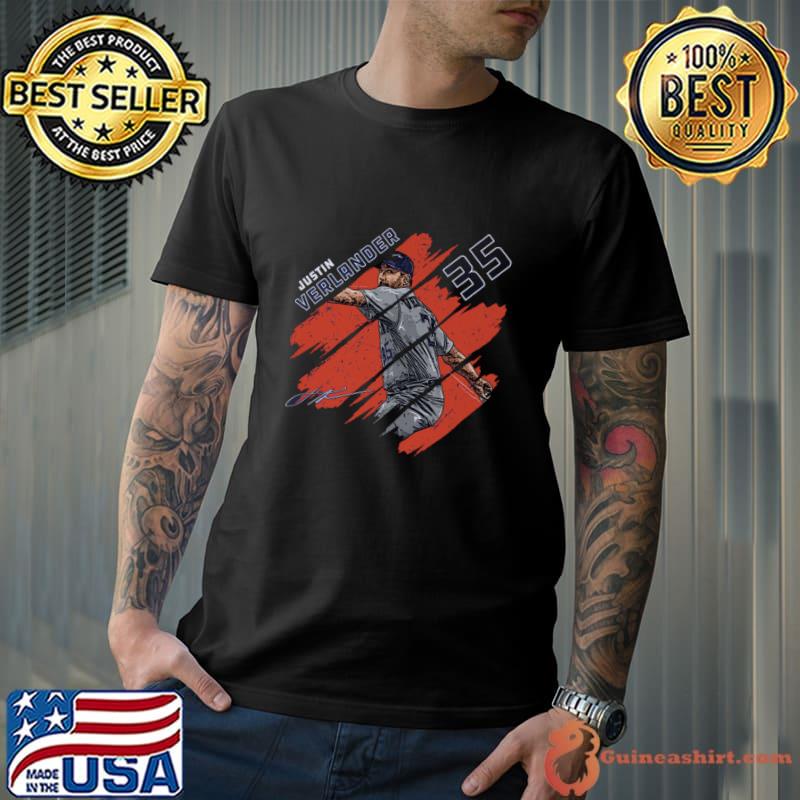 Justin Verlander New York M Stripes American professional baseball pitcher Signature T-Shirt