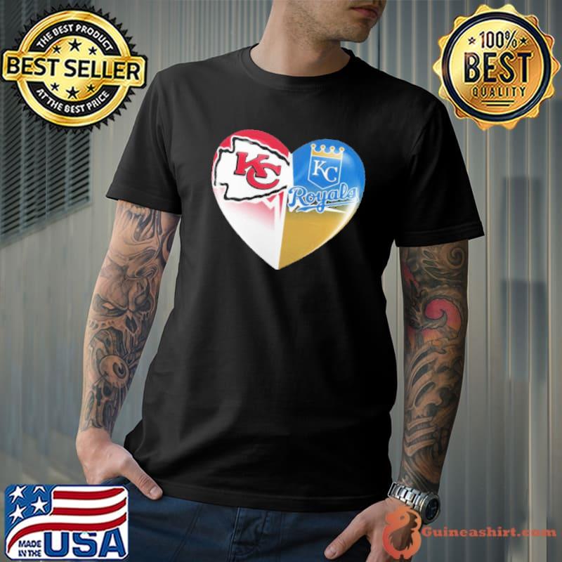 Kansas City Chiefs And Kansas City Royals Heart Heartbeat Shirt