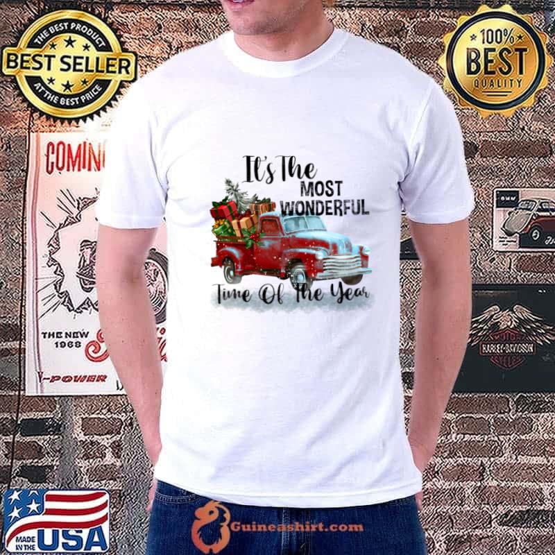 Merry Christmas Red Truck It's The Most Wonderful Time Of The Year T-Shirt