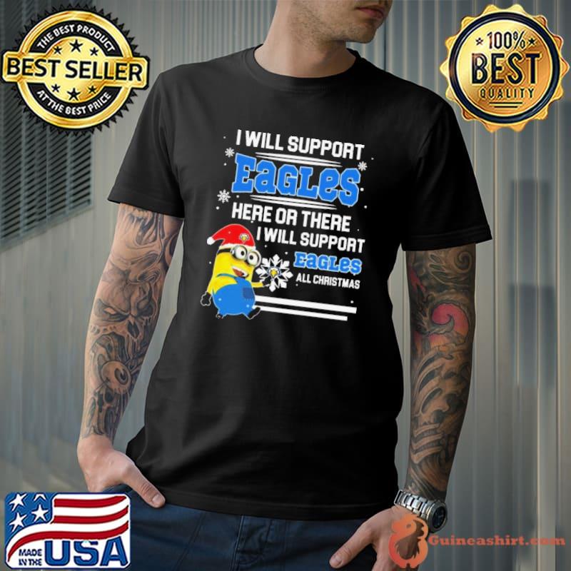 Minion Morehead State Eagles I Will Support Eagles Here Or There I Will Support Eagles All Christmas shirt