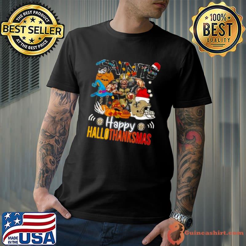 NCAA New Orleans Saints Mascot Happy Hallothanksmas Shirt
