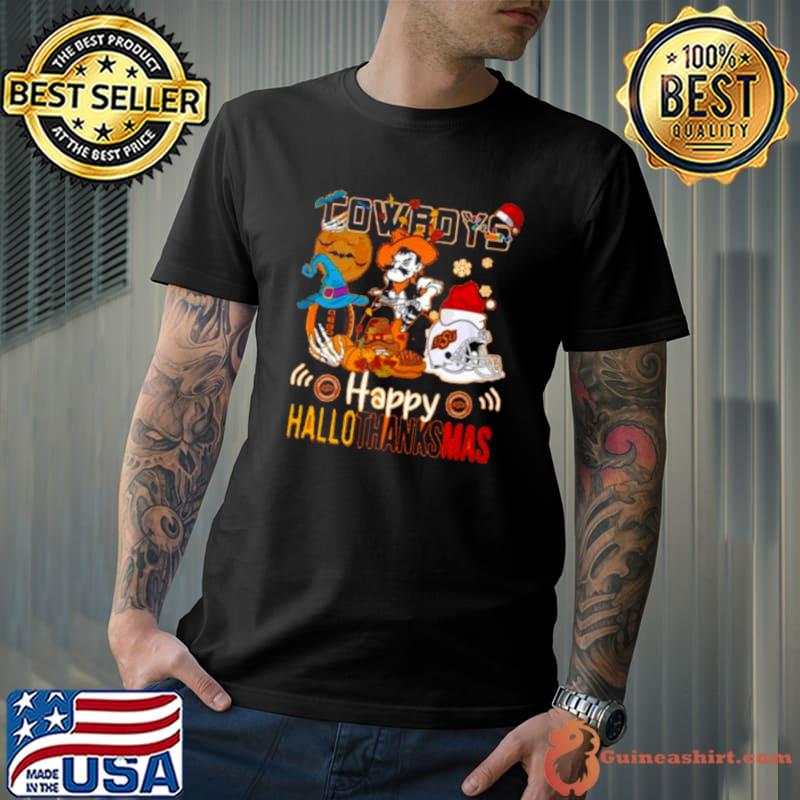 NCAA Oklahoma State Cowboys Mascot Happy Hallothanksmas Shirt