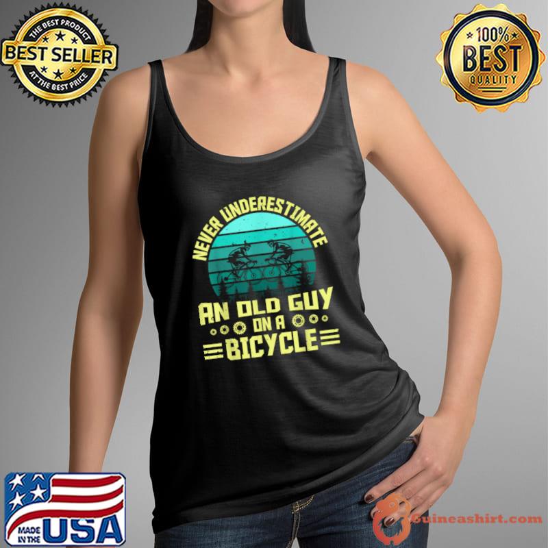Never Underestimate A Old man With A Bicycle Vintage Sunset T-Shirt Tank Top