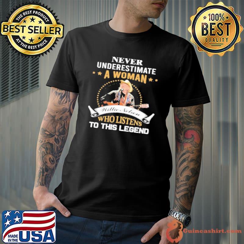 Never Underestimate A Woman Willie Nelson Who Listens To This Legend Shirt