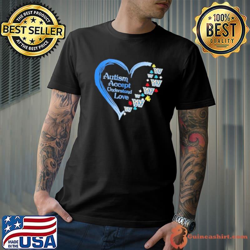 NFL Washington Commanders Autism Accept Understand Heart Love Shirt