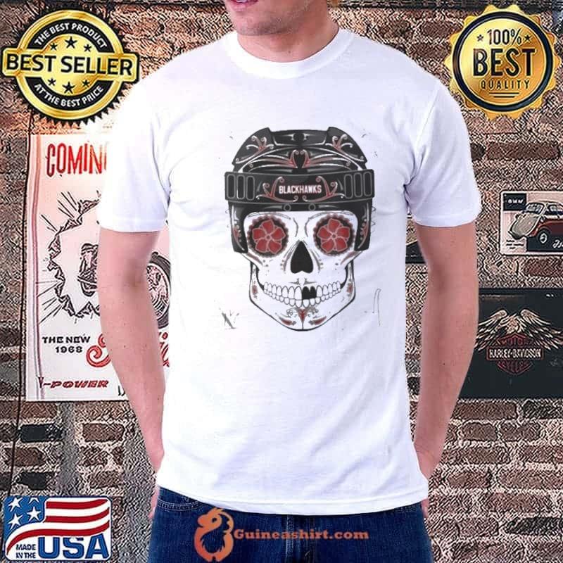NHL Chicago Blackhawks Skull Dia De Los Muertos Hockey Logo Shirt