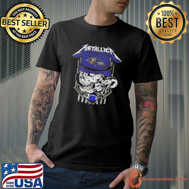 Nice metallica Skull Snake Baltimore Ravens USA Shirt