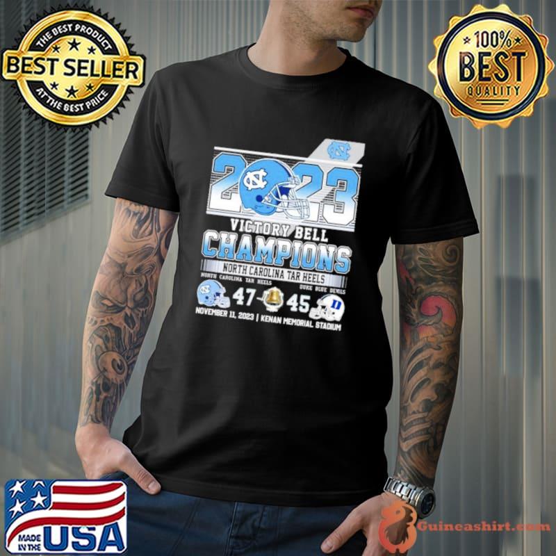 North Carolina Tar Heels 2023 Victory Bell Champions 47 45 Duke Final Score Shirt