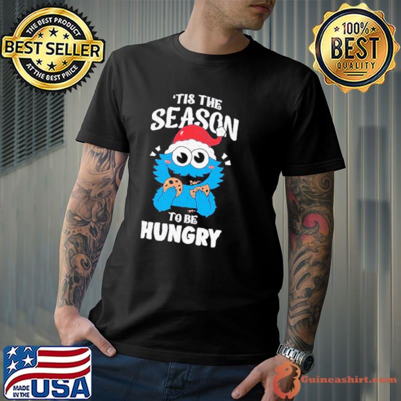 Official cookie monster hat santa tis the season to be hungry christmas shirt