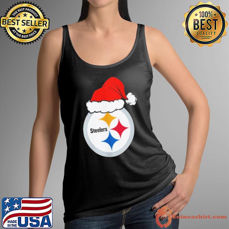 Official pittsburgh Steelers logo Santa Hat Christmas 2023 Shirt Tank Top