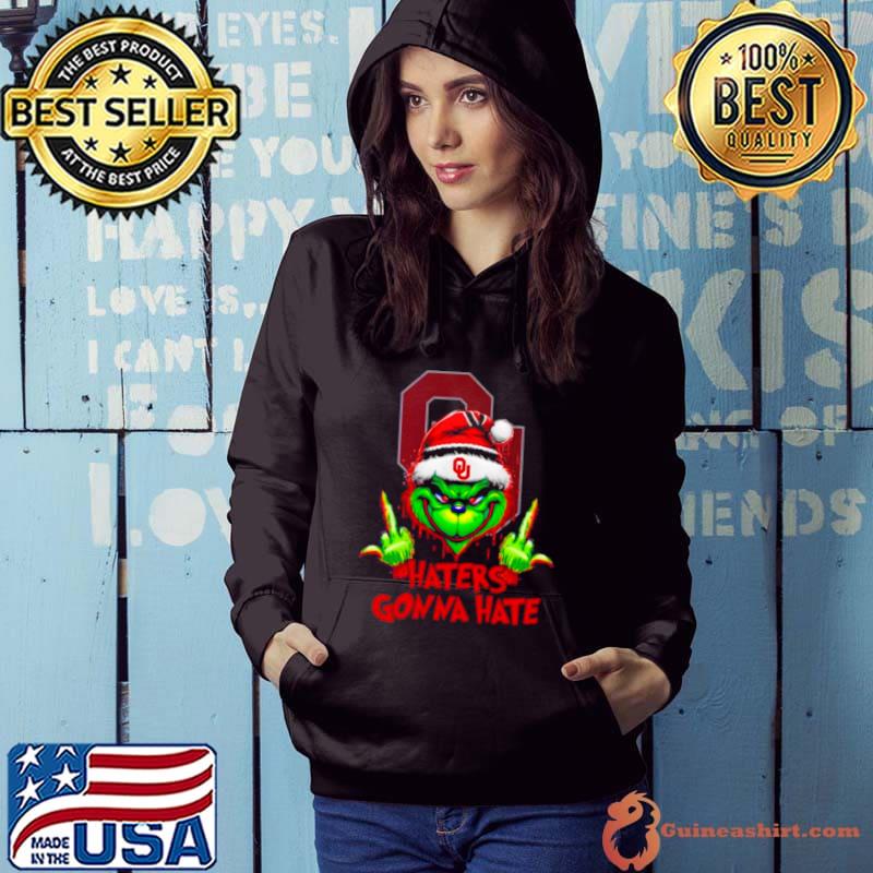 Oklahoma Sooners Grinch Santa Middle finger haters gonna hate s Hoodie