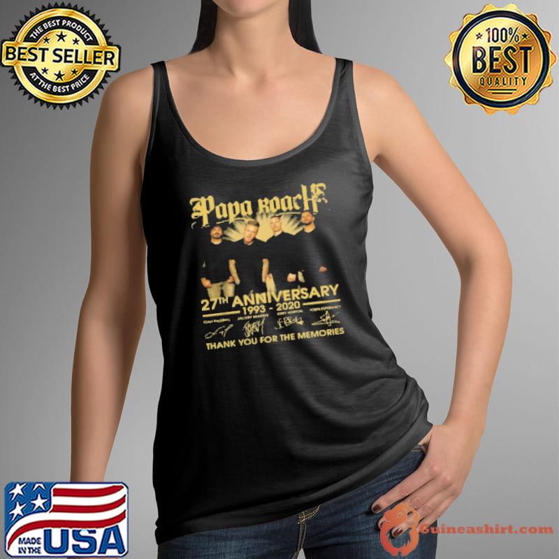 Papa Roach 27Th Anniversary 1993 2020 Thank You For The Memories Signatures Shirt Tank Top