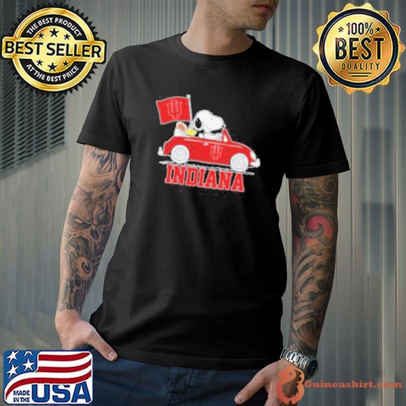 Peanuts Snoopy And Woodstock Indiana Hoosiers On Car Shirt