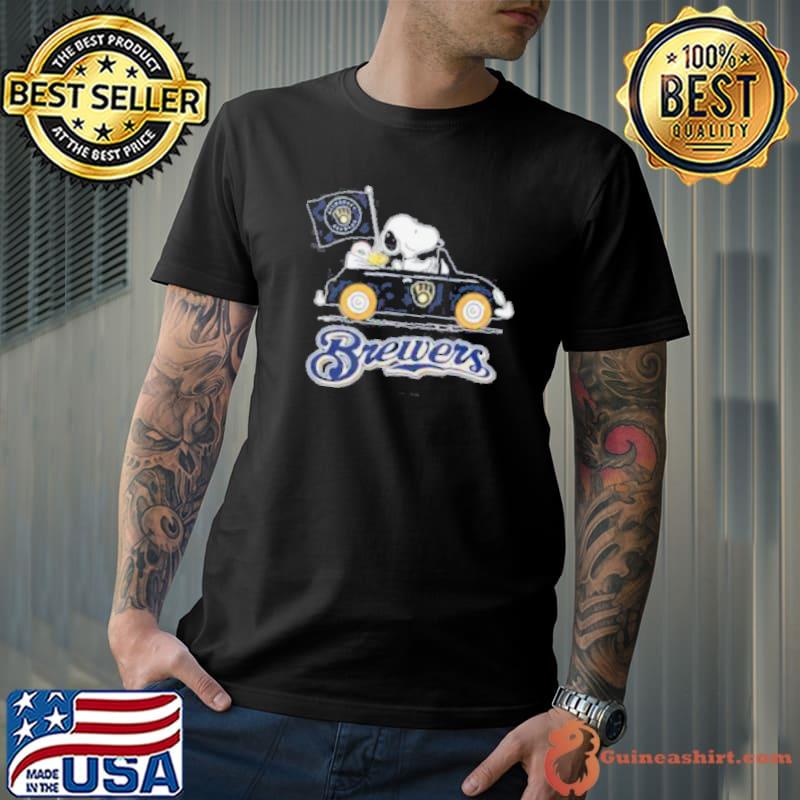 Peanuts Snoopy And Woodstock Milwaukee Brewers On Car Shirt