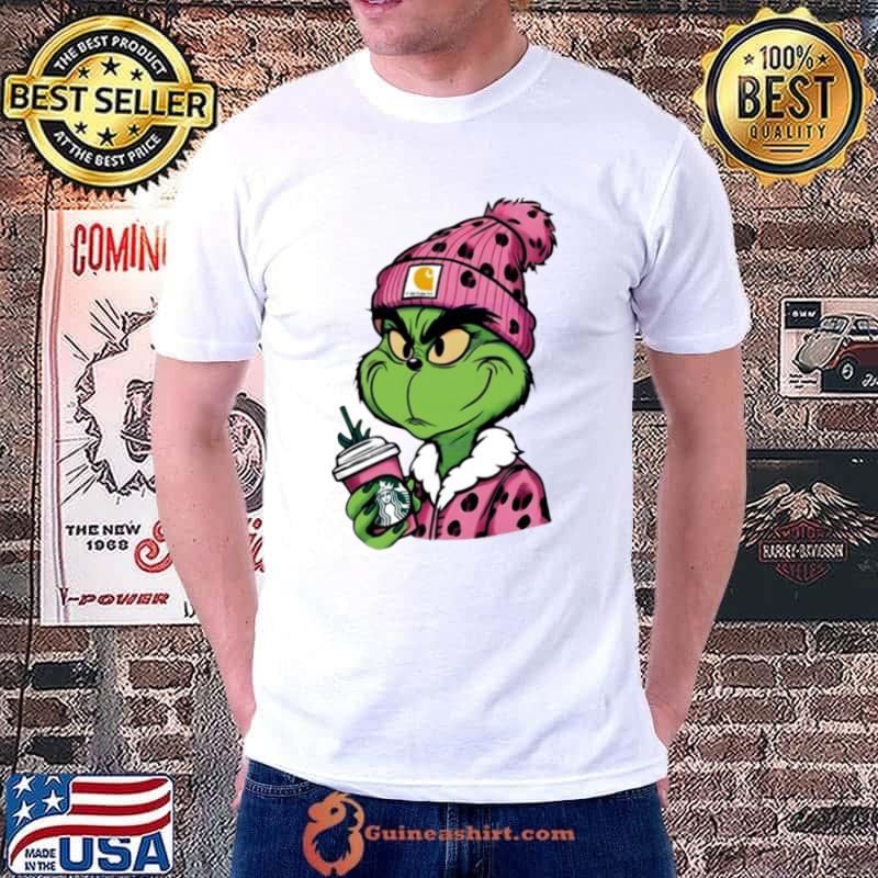 Pink Grinch Boujee drink Starbucks Christmas shirt