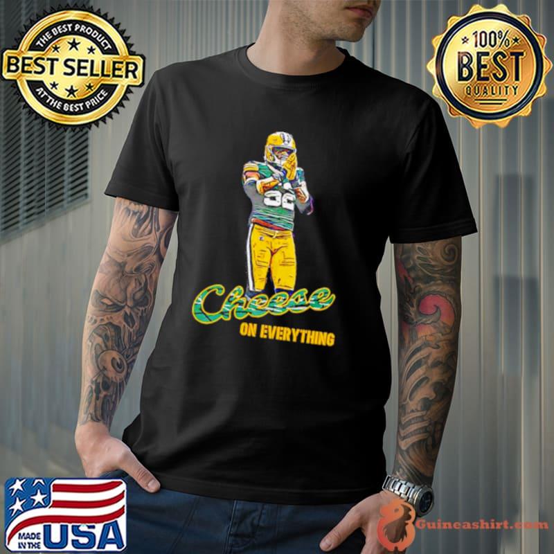 Rashan Gary wearing cheese on everything shirt