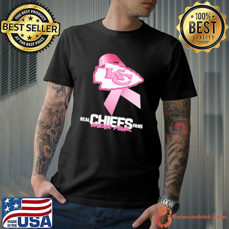 Real Chiefs Fans Wear Pink Logo Cancer Awareness Shirt