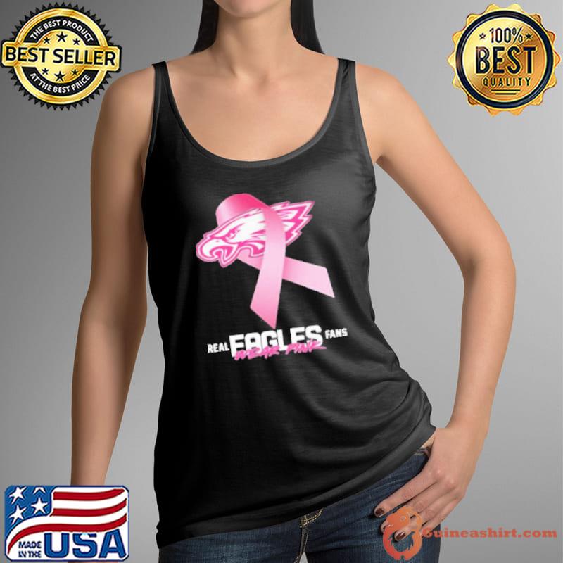Real Eagles Fans Wear Pink Logo Cancer Awareness Shirt Tank Top