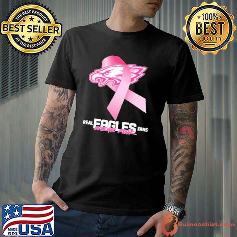 Real Eagles Fans Wear Pink Logo Cancer Awareness Shirt