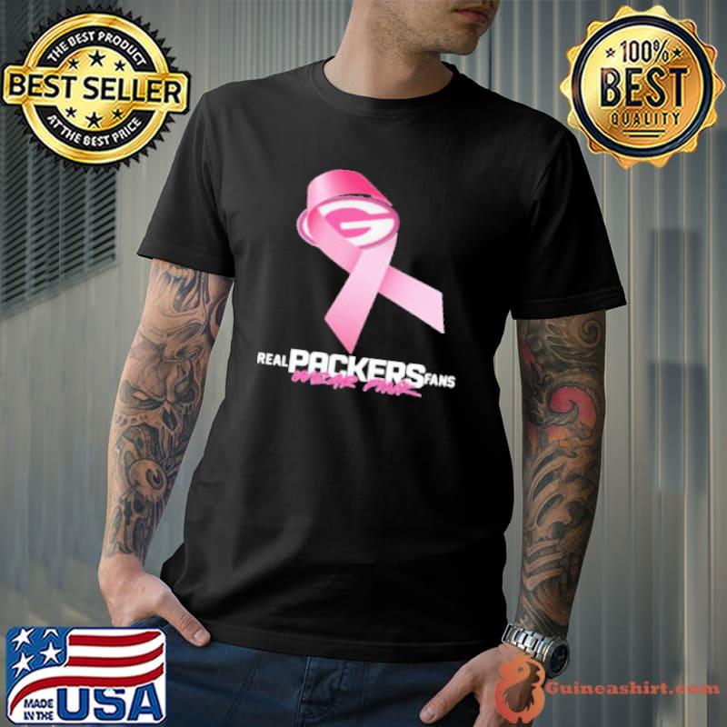 Real Packers Fans Wear Pink Logo Cancer Awareness Shirt