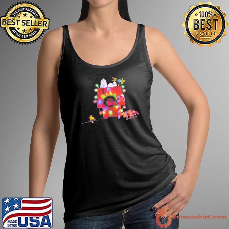 Red House Lights Snoopy Woodstock Merry Christmas s Tank Top
