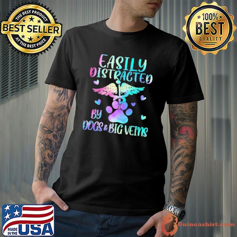 Registered Nurse Logo Easily Distracted By Dogs And Big Veins Shirt