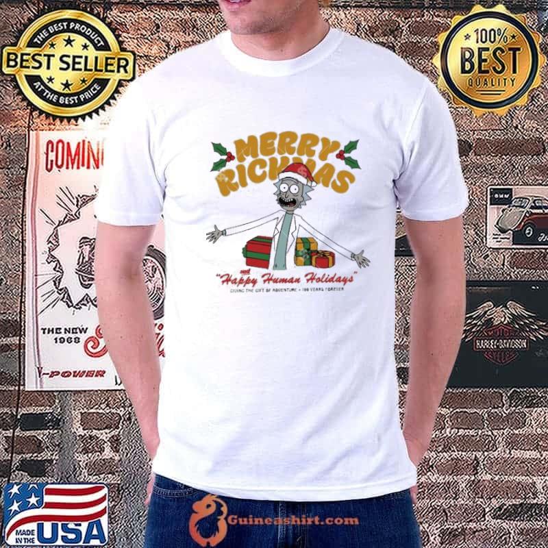 Rick and Morty merry christmas and happy human holidays shirt