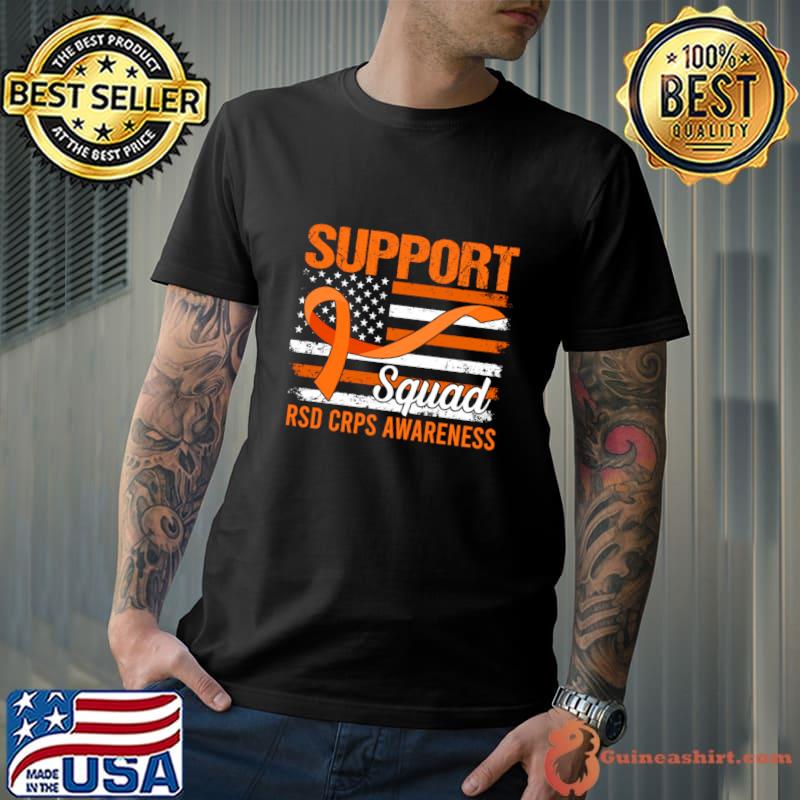 RSD CRPS Awareness Orange US Flag RSD CRPS Support Squad T-Shirt