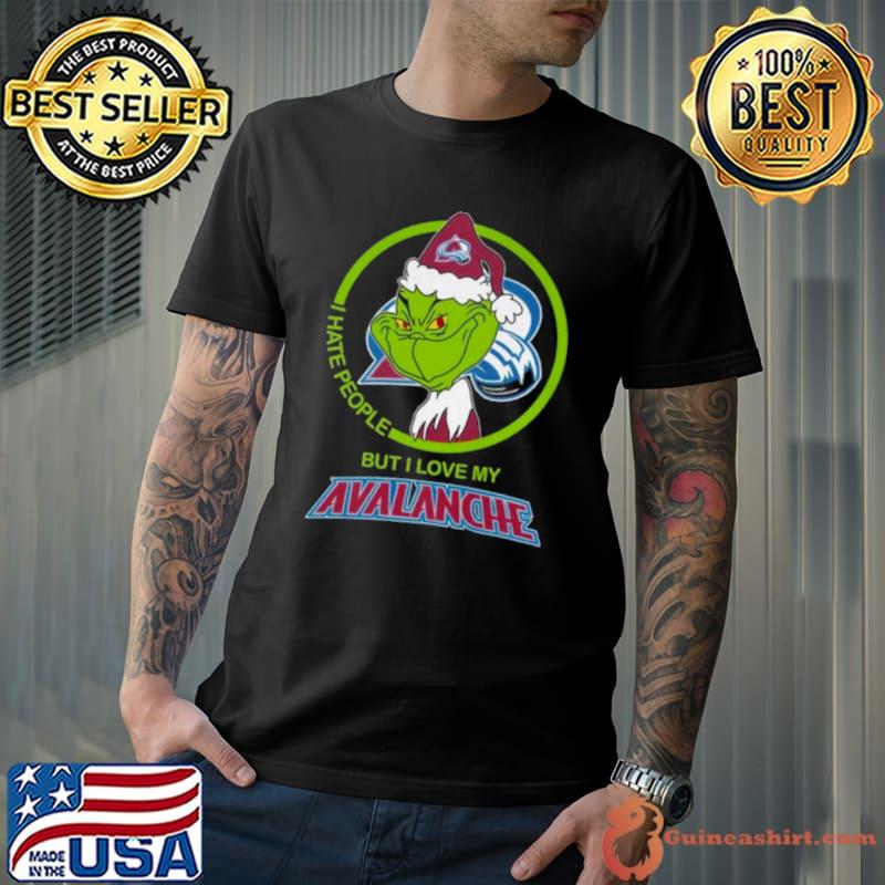 Santa Grinch I Hate People But I Love My Colorado Avalanche Christmas Shirt
