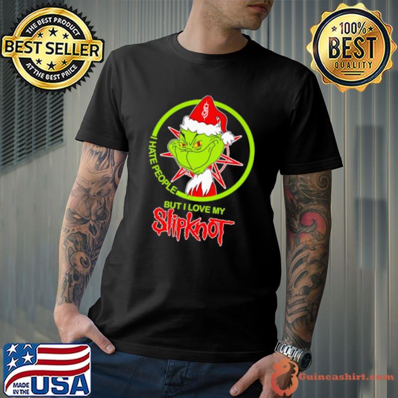 Santa Grinch I hate people Slipknot merry christmas shirt