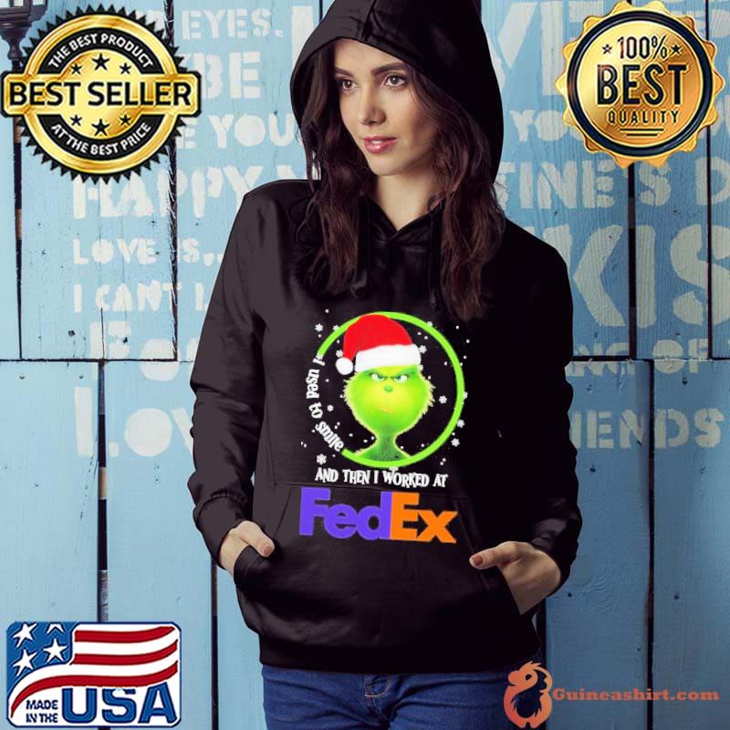 Santa Grinch I Used to Smile and then I Worked at Fedex Merry Christmas 2023 Shirt Hoodie